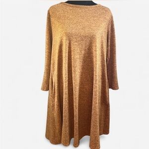 Riah Fashion Orange Hacci Sweater Knit Dress, Pockets, Size XL